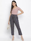 Soscer Blue Floral Print Women Elasticated Pant.