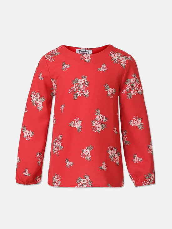 Rising Red Floral Print Girl Top.