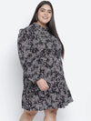 Precious Floral Print Button-Down Plus Size Women Dress