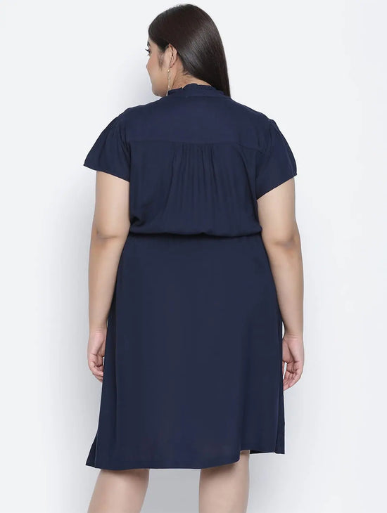 Razzy Navy Blue Elasticated Plus Size Women Dress