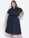 Razzy Navy Blue Elasticated Plus Size Women Dress