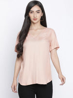 Porsh Solid Peach Women Casual Top