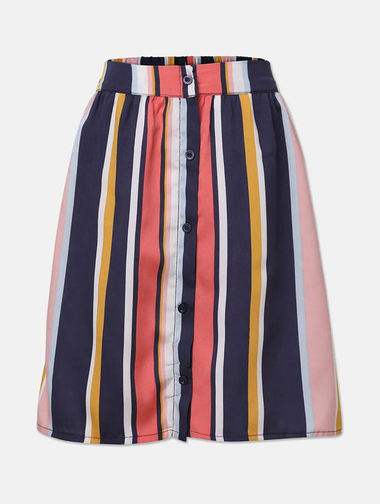 Rainbow Stripes Print Girl Skirt.