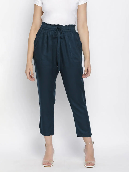 Palonic sloid blue women Elasticated pant