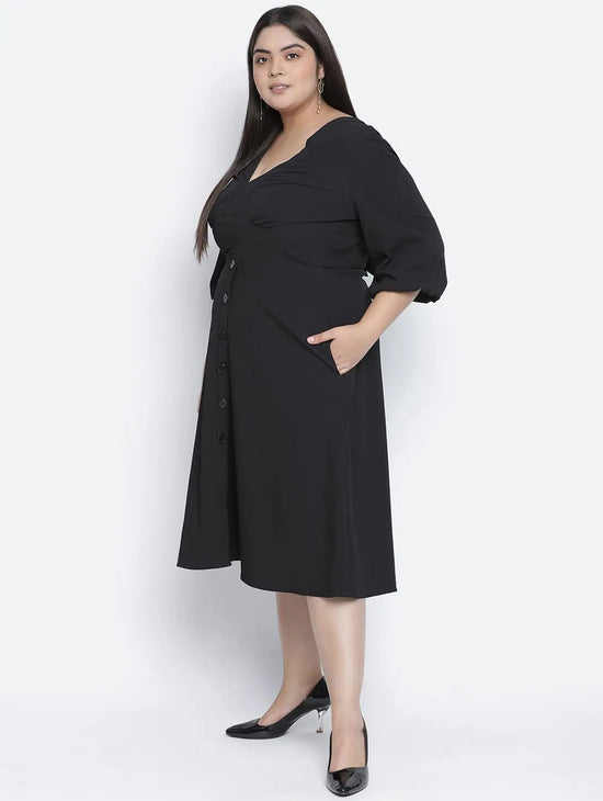 Paradise Solid Black Plus Size Women Dress