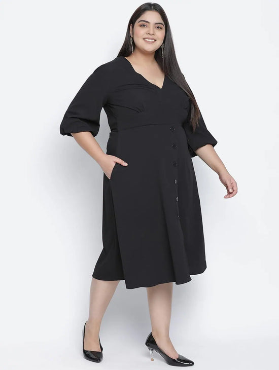 Paradise Solid Black Plus Size Women Dress