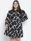 Lavish Black Check Print Button-Down Plus Size Dress