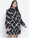 Lavish Black Check Print Button-Down Plus Size Dress