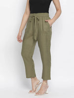 Nasttle Solid Khaki Women Elasticated Pant