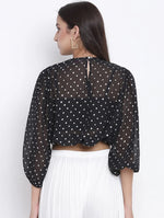 High- Toned Polka Print Women Crop Top