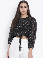 High- Toned Polka Print Women Crop Top