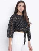 High- Toned Polka Print Women Crop Top