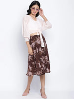 Loco Lour Brownish Floral Print Women Skirt