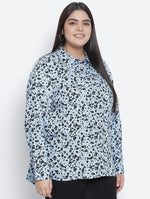 Groovey Blue Animal Print Plus Size Women Shirt