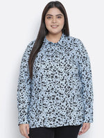 Groovey Blue Animal Print Plus Size Women Shirt