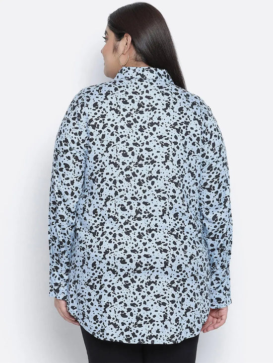 Groovey Blue Animal Print Plus Size Women Shirt