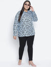 Groovey Blue Animal Print Plus Size Women Shirt