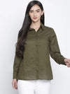 Kahki Solid Plain Women Shirt