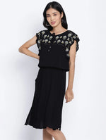 Glamour Black Embroidery Fashion Women Dress