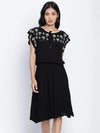 Glamour Black Embroidery Fashion Women Dress