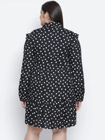 Fly High Polka Print Button Down Plus Size Women Dress