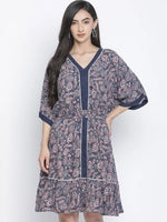 Botso berry blue printed women dress