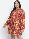 Floral bud button-down plus size dress