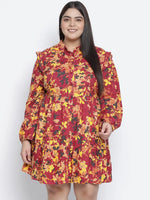 Floral bud button-down plus size dress