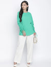 Denser Solid Green Women Top