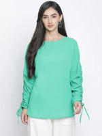 Denser Solid Green Women Top