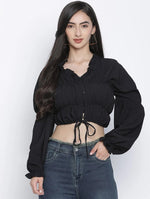 Bantalic Black Elasticated Women Top