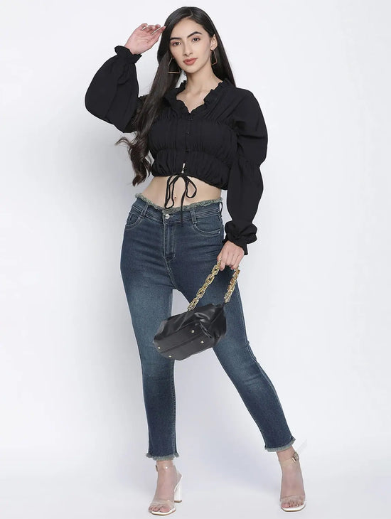 Bantalic Black Elasticated Women Top