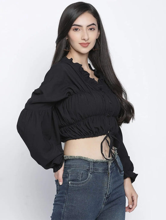 Bantalic Black Elasticated Women Top