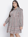 Cantallic Geometric Print Button-Down Plus Size Dress