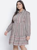 Cantallic Geometric Print Button-Down Plus Size Dress