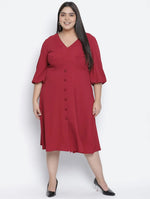 Pipa Rust-Red Plus-Size Women Dress.