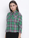 Winzzy Green Brush Check Women Shirt