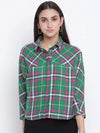 Winzzy Green Brush Check Women Shirt