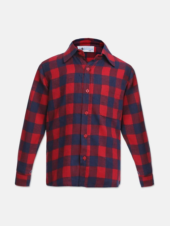 Hazzle Red Brush Check Boy Shirt