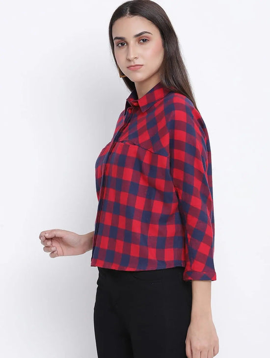 Doring Red Brush Check Women Shirt