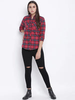 Timeless Red Brush Check Women Shirt