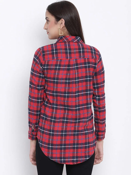 Timeless Red Brush Check Women Shirt