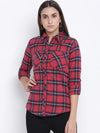 Timeless Red Brush Check Women Shirt