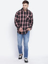 Vagger Black Cotton Brush Check Men Shirt