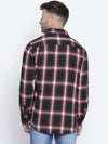 Vagger Black Cotton Brush Check Men Shirt