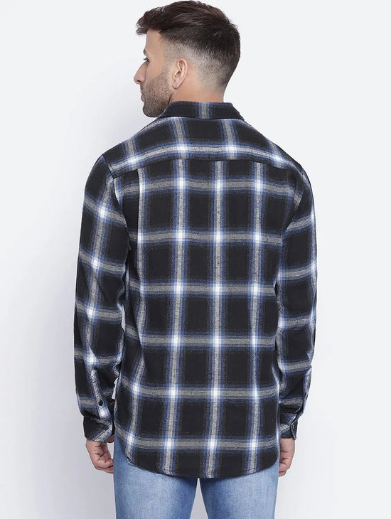 Stud Blue Brusg Check Cotton Men Shirt