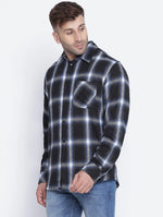 Stud Blue Brusg Check Cotton Men Shirt