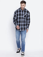 Stud Blue Brusg Check Cotton Men Shirt