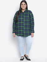 Femnine Green Brush Check Women Shirt