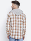 Banish Brown Brush Check Men Hooded Shirt